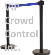 RETRACTABLE BELT STANCHION, 40" TUFF TUX BLACK 13' D.BLUE BELT (AREA VERSION)