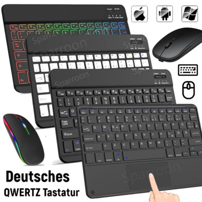 Für iPad 10/9/8/7/6th Air 6/5/4/th Pro 11 12.9 13 QWERTZ Bluetooth Tastatur Maus