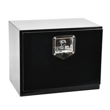 Caja de herramientas para camión debajo de la carrocería de acero negro de 18 x 12 x 14 remolque de plataforma plana de almacenamiento con bloqueo