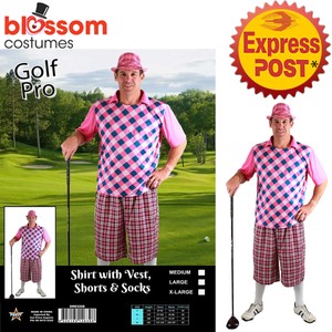 CA930 Mens Pink Golfer Pub Golf Stag Night Fancy Dress Up Sports Costume Outfit | eBay