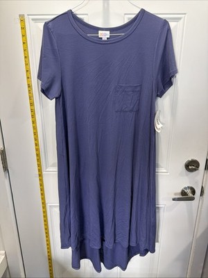 LulaRoe Women s Purple Carly Dress Size L Short Sleeve High Low Hem