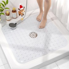 HITSLAM Shower Bathtub Mat Non Slip, 24"x 24" Bath Mat for Tub, Soft PVC Shower