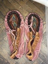 Handmade Beaded Leather Moccasins Soft Sole Native Style Slippers