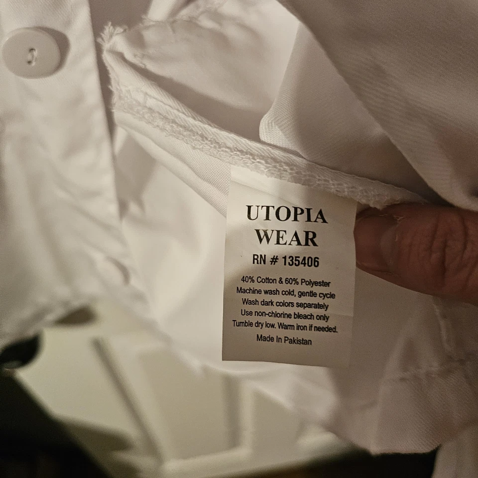 Abrigo de laboratorio blanco mediano para hombre - Chaqueta de laboratorio larga Utopía Wear con bolsillos y laterales... Foto 4 de 4