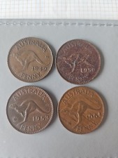 Australia Kangaroo Penny x4 1942, 50, 53 & 1964