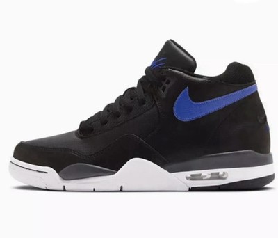 Nike Flight Legacy Leather Black Hyper Blue Basketball Shoes BQ4212-003 Men's Sz