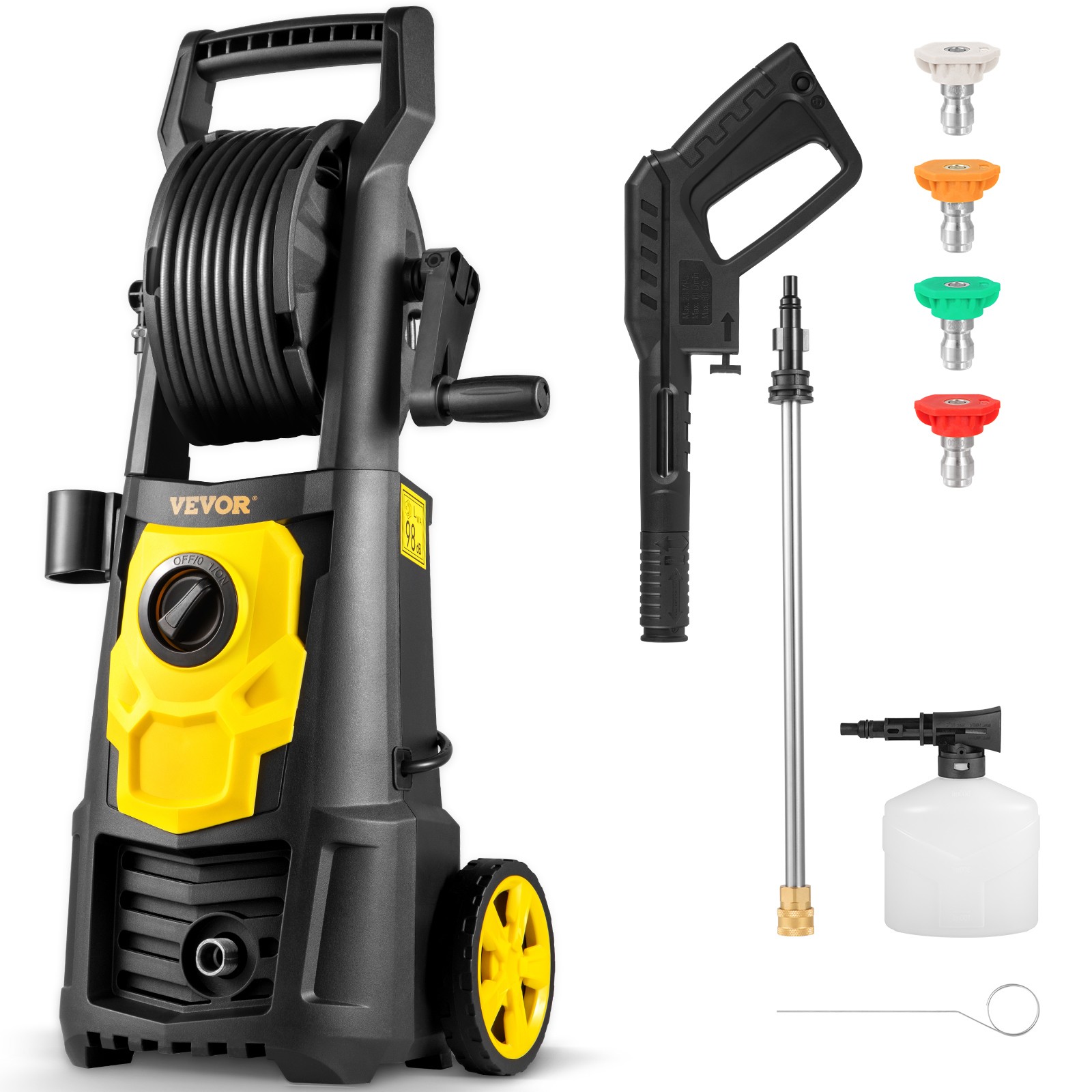 VEVOR Electric Pressure Washer High Pressure Washer 2000PSI 1.65GPM w/ Hose Reel