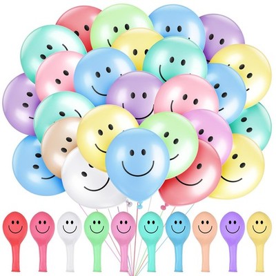 100 Pcs 12 Inch Smile Face Balloons Assorted Pastel Unicorn Rainbow Morandi C...
