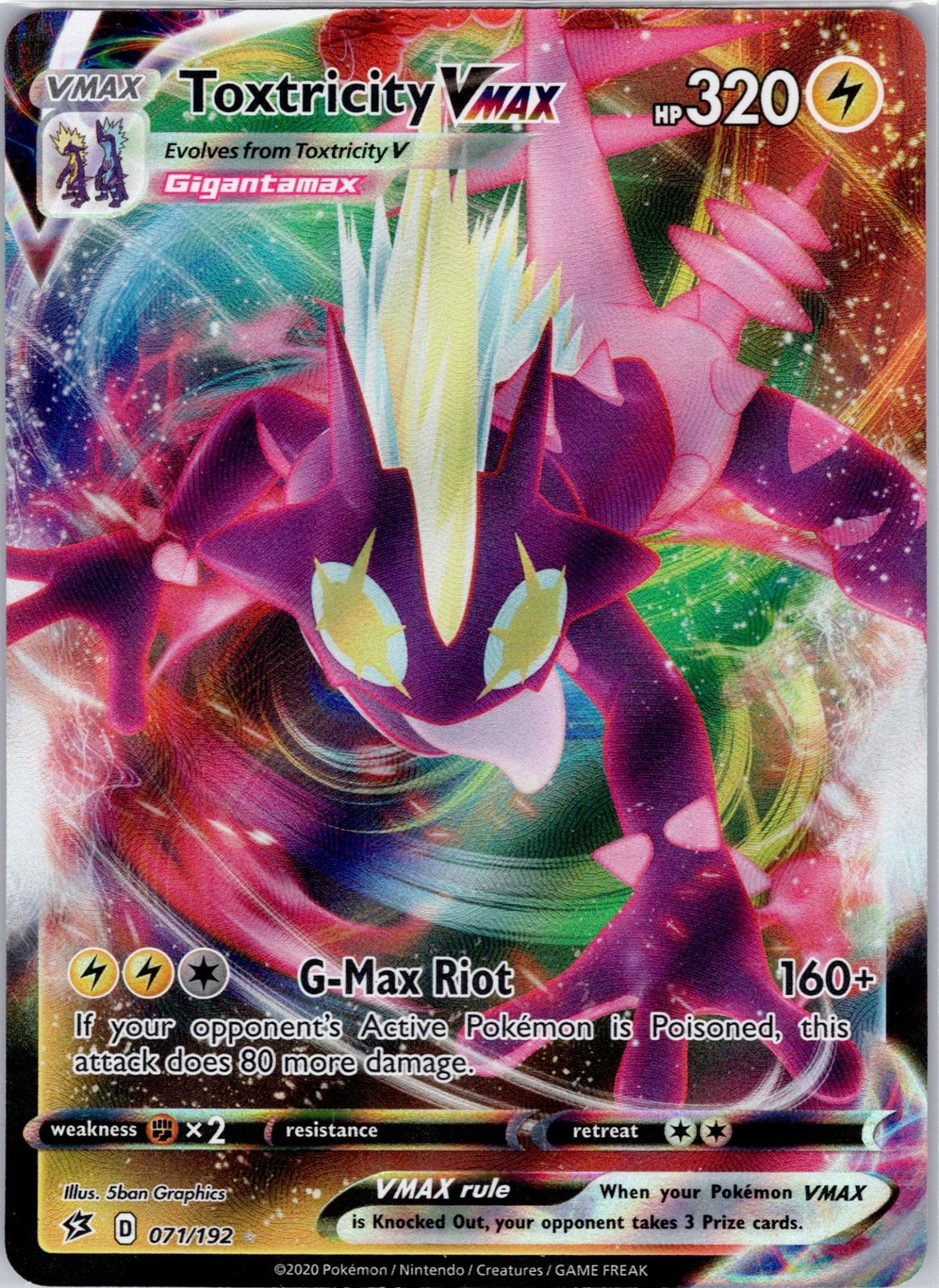 Toxtricity VMAX 071/192 Holo VMAX Rare Rebel Clash NM