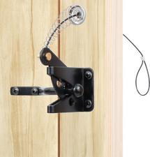 Self-Locking Gate Latch with Stainless Steel Spring Cable Pull Fit for Wood/Viny