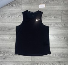 Image of Size Medium Nike Miler Vest Tank Running Singlet Black 3M Men's DV9321 010