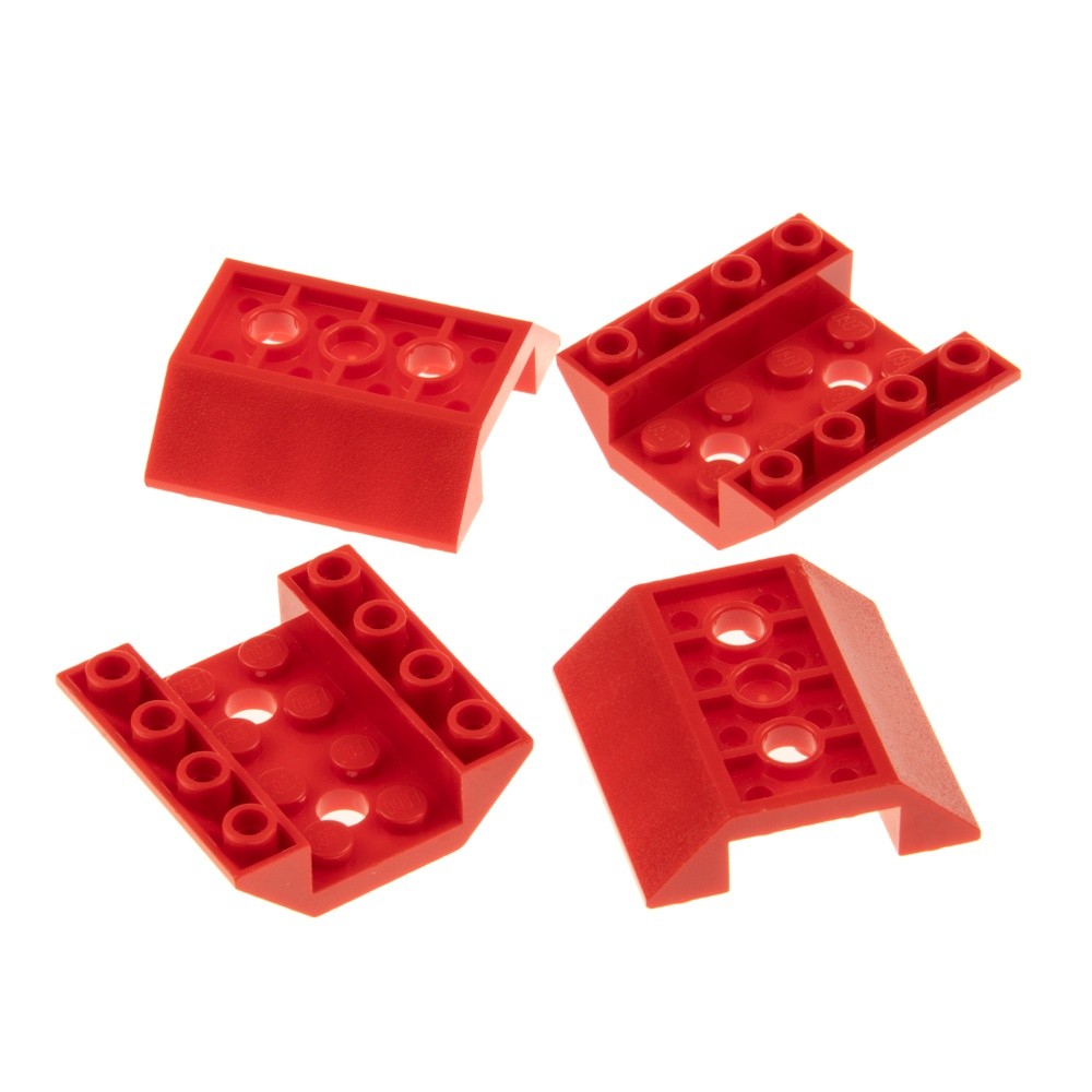 4x Lego Roof Brick 45° 4x4x1 Red Negative Slope 2 Holes 4658975 72454