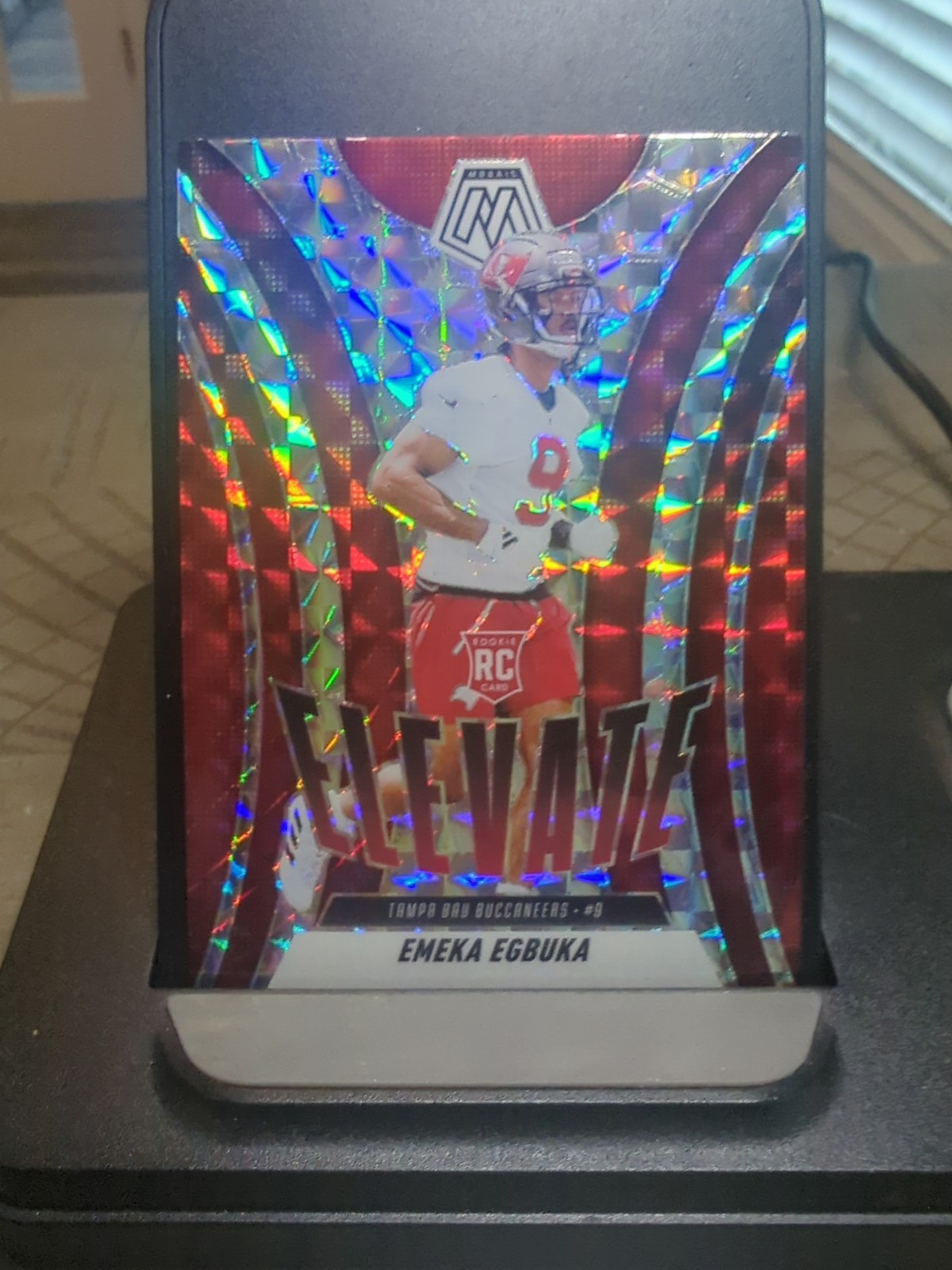 2025 Panini Mosaic Elevate Emeka Egbuka #2 Red Mosaic Prizm (RC) Tampa Bay Bucs