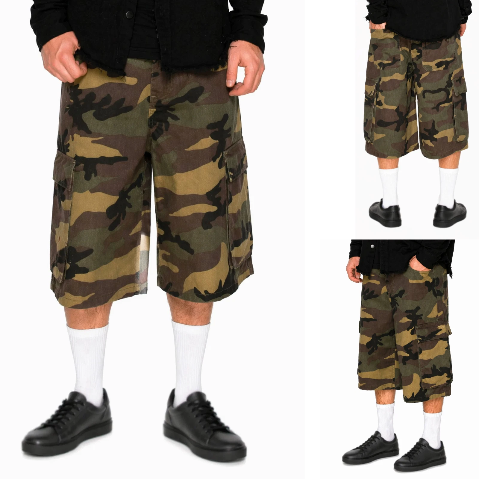Men's Comfortable Baggy Fit Cargo Camo Cotton Shorts DS2122