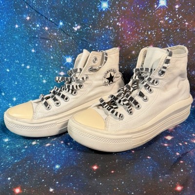 Converse Chuck Taylor All Star Move Damen Plateau Hi Top Schuhe Weiß Gr. UK5