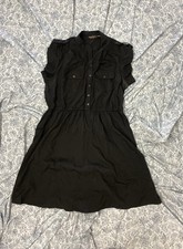 Black Short-Sleeve Shirt Dress