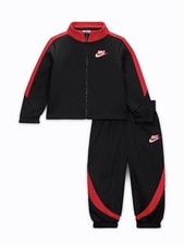 Nike Boys Black Red Set Zip Jacket Pants