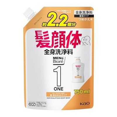Men's Biore ONE All-in-One Body Wash Smoothing Type Refill 750ml Japan