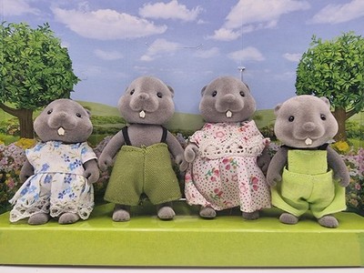 Sylvanian Families Type Figuren San Jin Silvan Grey Beaver Happy Family Figuren