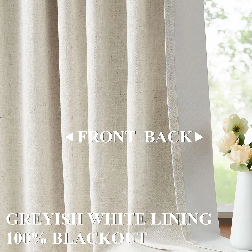 Room Darkening Linen Blended Drapes - Pinch Pleat Design - Image 4 of 4