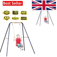 Hedstrom Single Swing Set - Blue/Orange - Steel Frame, Blow-Moulded Seat, Gro...