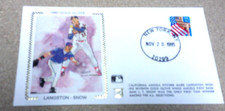 MARK LAGSTON AND J T SNOW  1ST DAY COVER Z SILK  ANGELS BASEBALL