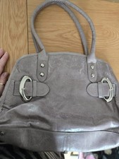 Jane Shilton Beautiful Grey Leather Medium Sized Tote Shoulder Bag Logo Badge BN