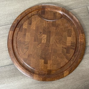 Vintage Boho Dansk Wood Staved Teak Cutting Board Charcuterie Cheese 17" Large