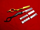 Total 6 Pieces_2 x Hairdressing Hair Styling Razor Thinning Comb/1 FREE BLADE