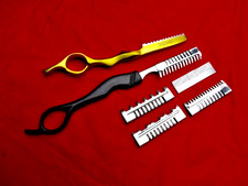 Total 6 Pieces 2 x Hairdressing Hair Styling Razor Thinning Comb/1 FREE BLADE