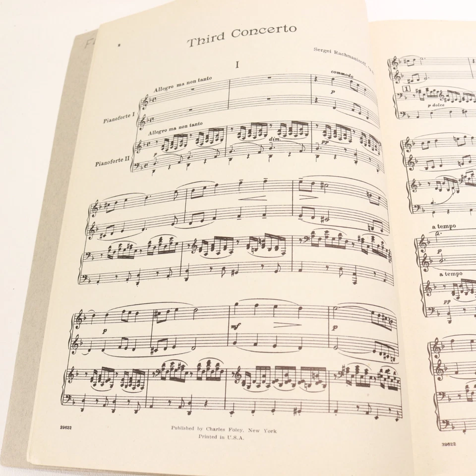 Rachmaninoff Third Concerto Op 30 2 Pianos 4 Hands Score Charles Foley NY - Image 4 of 4