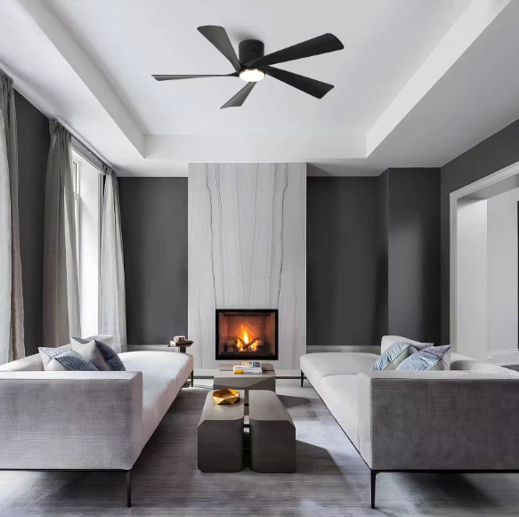 TOZING 52 in. Smart Indoor Black Low Profile Standard Flush Mount Fan Light - Image 4 of 4