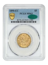 1890-CC $5 PCGS/CAC MS63 - Liberty Head $5