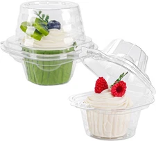 60 Pack Individual Cupcake Containers Plastic Boxes Clear 