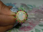 3Ct Oval Cut Natural Fire Opal Women's Halo Ring 14K Yellow Gold Plated Silver