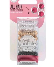 Invisibobble Original Spiral Hair Rings Hair Ties - Black, Clear, Rose Gold 8ct