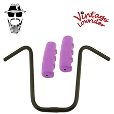 Original Lowrider 15" 25.4 U Handlebar Black 0214 120mm Grips Solid/Purple