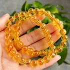 8.2mm 2pcs Natural Yellow Citrine Quartz Crystal Beads Bracelet AAA