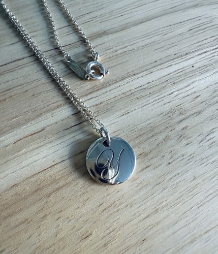 Tiffany & Co. Letter Script Alphabet Y Initial Round Disc Charm Pendant Necklace - Picture 6 of 8