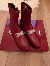 Gucci Damen Stiefeletten Knöchel Leder Rot E...