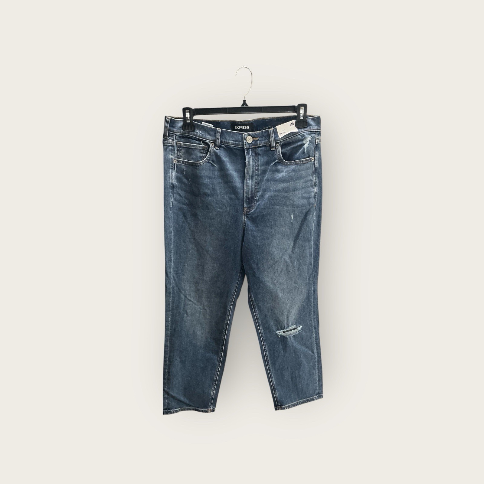 Express Mom Jeans Super High Rise Women's 14 Medium Wash Stretch NEW-image