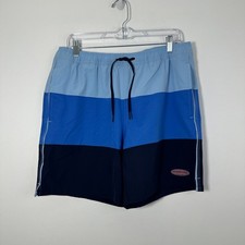 Vineyard Vines 7-Inch Blue Colorblock Piped Chappy Swim Trunks Size Medium Mens