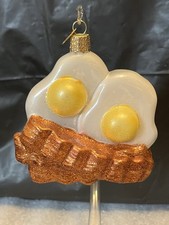 Old World Christmas Bacon and Eggs glass blown ornament