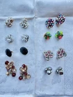 Vintage Signed Vogue Costume Jewelry Clip Earring Lot 8 Pairs Crystal Bead Pearl