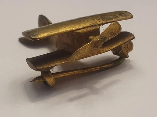 Rare World War 1 Brass Biplane Pin Brooch - Possibly Trench Art?