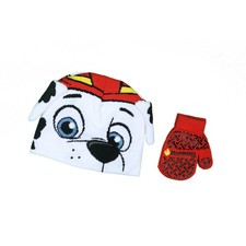 NEW Paw Patrol Marshall Knit Beanie Hat 3D Ears Matching Magic Mitten Set
