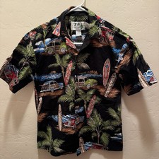 Vintage KY’s Hawaiian Surf/Car/Palm Short-Sleeved Shirt Men’s Made In USA Size S