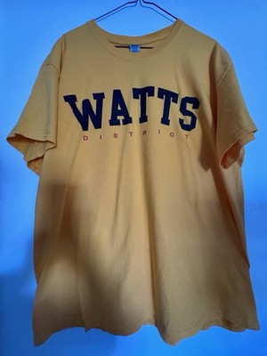 XL Watts California District T Shirt Yellow LA Logo Cotton Graphic Tee