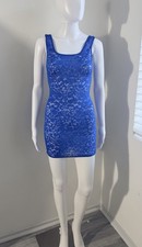 Wacoal  Blue Floral Lace body shape  Mini Dress, Sleeveless Square Neck, S