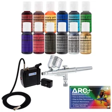 Master Airbrush Cake Decorating Set 12 Chefmaster Airbrush Colors Compressor